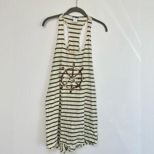 SPERRY Nautical Sequin Racerback Flowy Tank Dress L